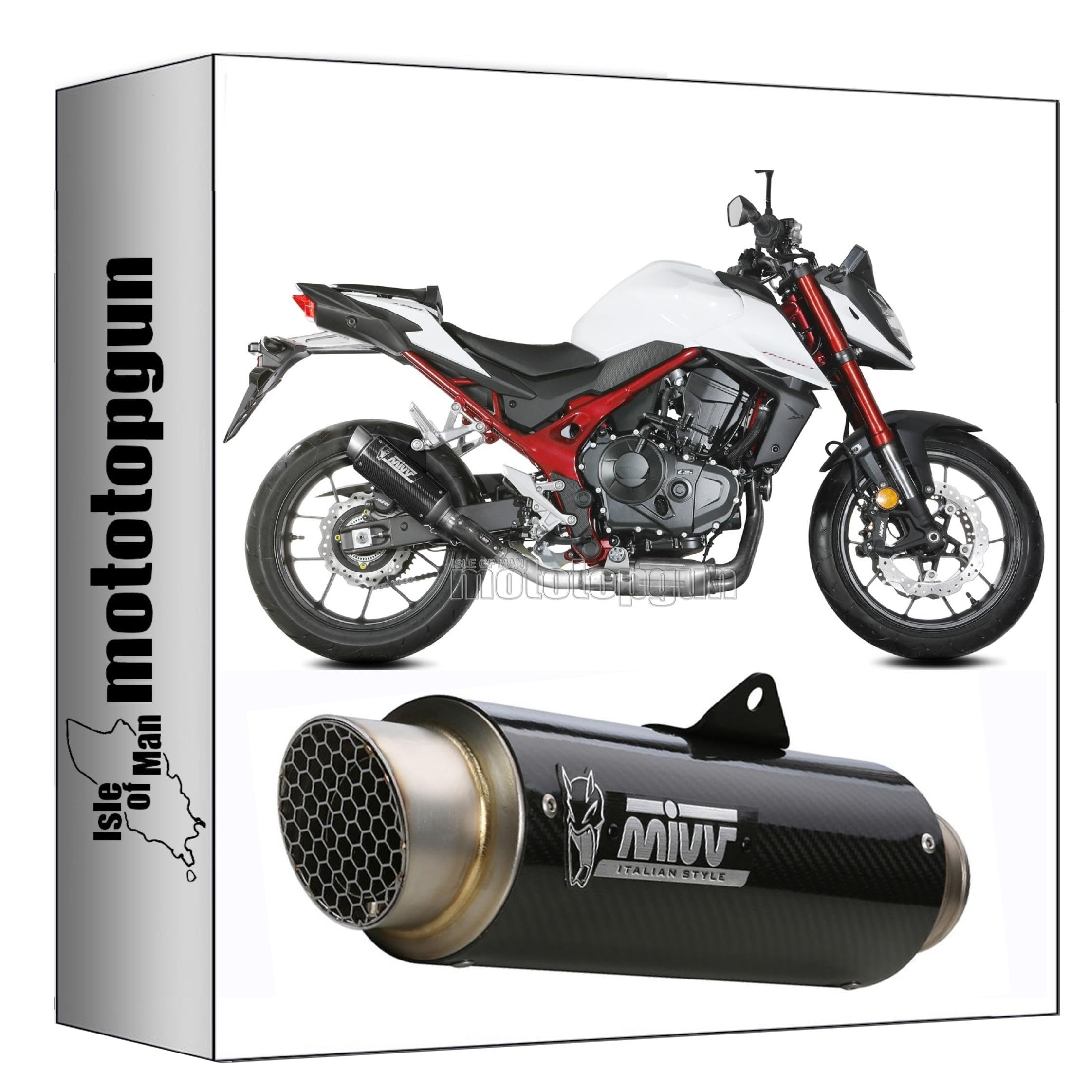 mivv tubo de escape homologado cat-oem gppro carbono compatible con honda cb750 hornet 2023 2024 mototopgun