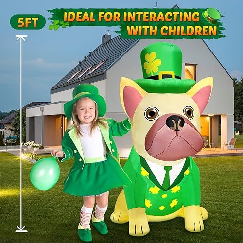 Miniatura 3 de zukakii Decoraciones del día de San Patricio de 5 pies, inflables del día de San Patricio, decoraciones de patio al aire libre, LED brillantes