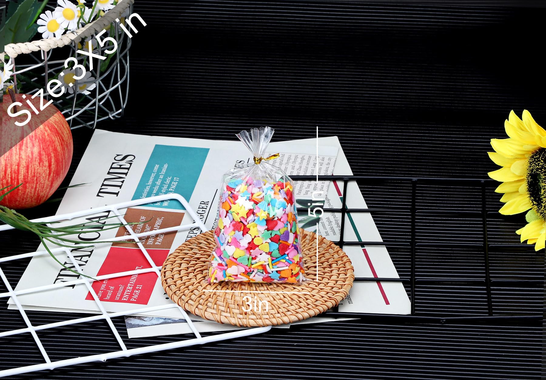 OYAVISR Lot De 200 Sacs à Bonbons Transparents En Cellophane De 7,6 X 12,7