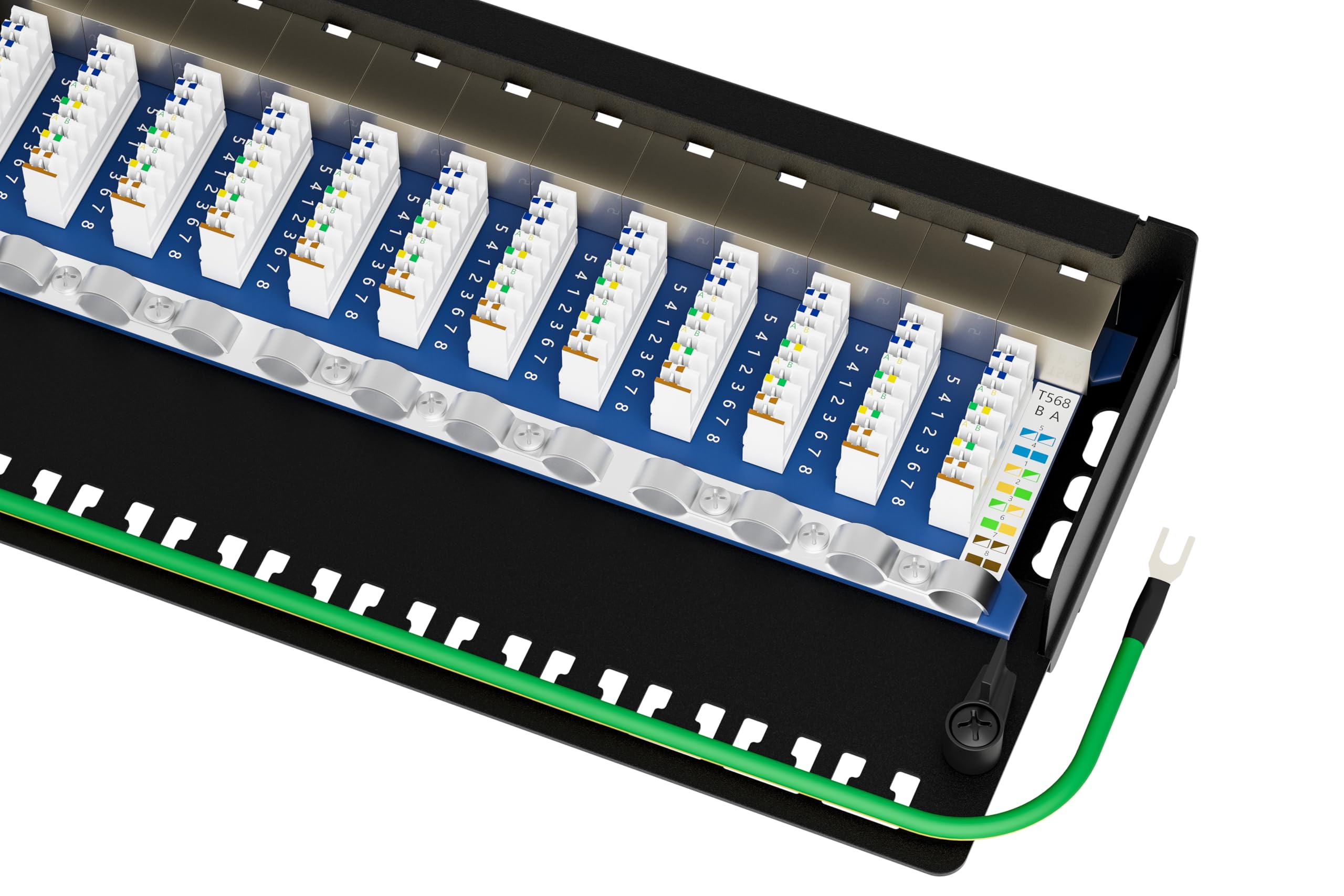 FGB Panneau de brassage CAT 7 - 12 ports - Montage sur table / mural / bureau - Blindé - 12 prises RJ45 - Panneau de distribution LSA pour commutateur réseau Gigabit
