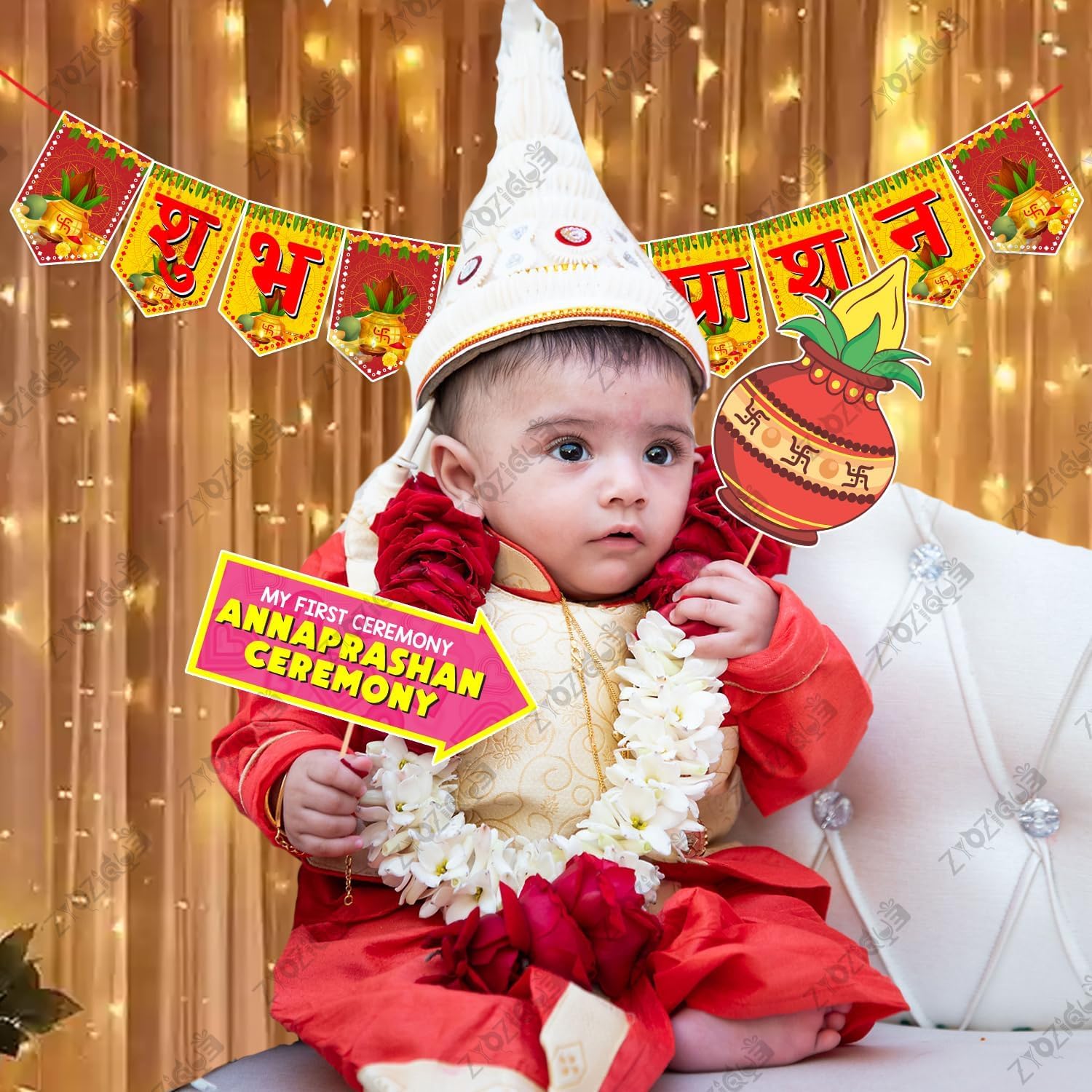 First Taste of Solid Food Baby Photo Booth Props Set for Annaprashan CeremonyAS