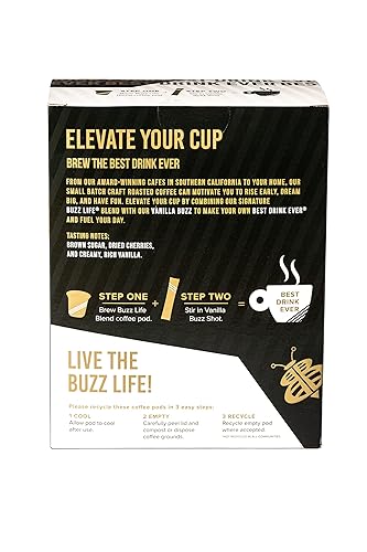 Miniatura 3 de Better Buzz Best Drink Ever Vanilla Latte - Kit de porción individual de 24 quilates, 12 cápsulas de café tostado medio (Buzz Life) y 12 paquetes de