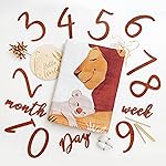 Miaoberry Safari Baby Milestone Blanket, Africa Jungle Theme Monthly Photo Growth Tracker with Giraffe, Lion, Elephant with Hello World Sign