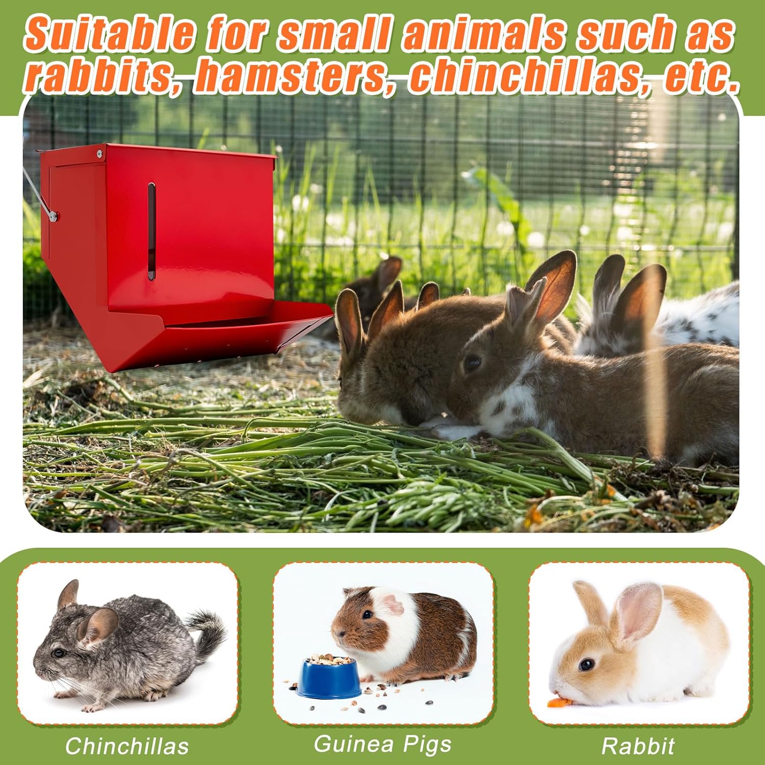 Maxcheck 2 Pack Rabbit Feeder for Cages Chicken Grit Feeder 7'' Metal Oyster Shell with Lid and View Window Hanging Gravity Weatherproof Automatic Poultry Accessories for Rabbit Chicken Lover Gifts