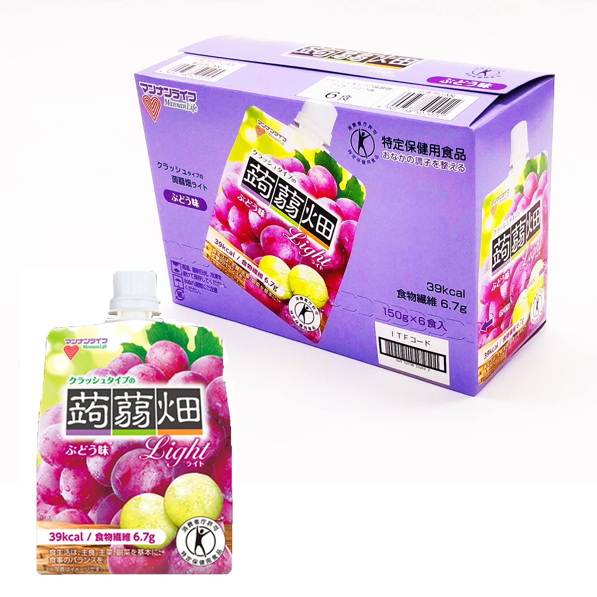 マンナンライフ クラッシュタイプの蒟蒻畑ライトぶどう味　150g×6個