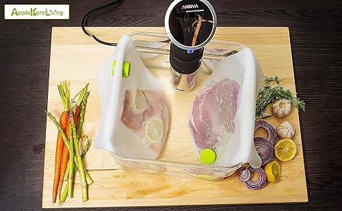 Miniatura 7 de Revoluciona la cocina al vacío con bolsas de silicona reutilizables AppleKoreLiving Sous Vide  Juego extra grande sin BPA  Más delgado y más