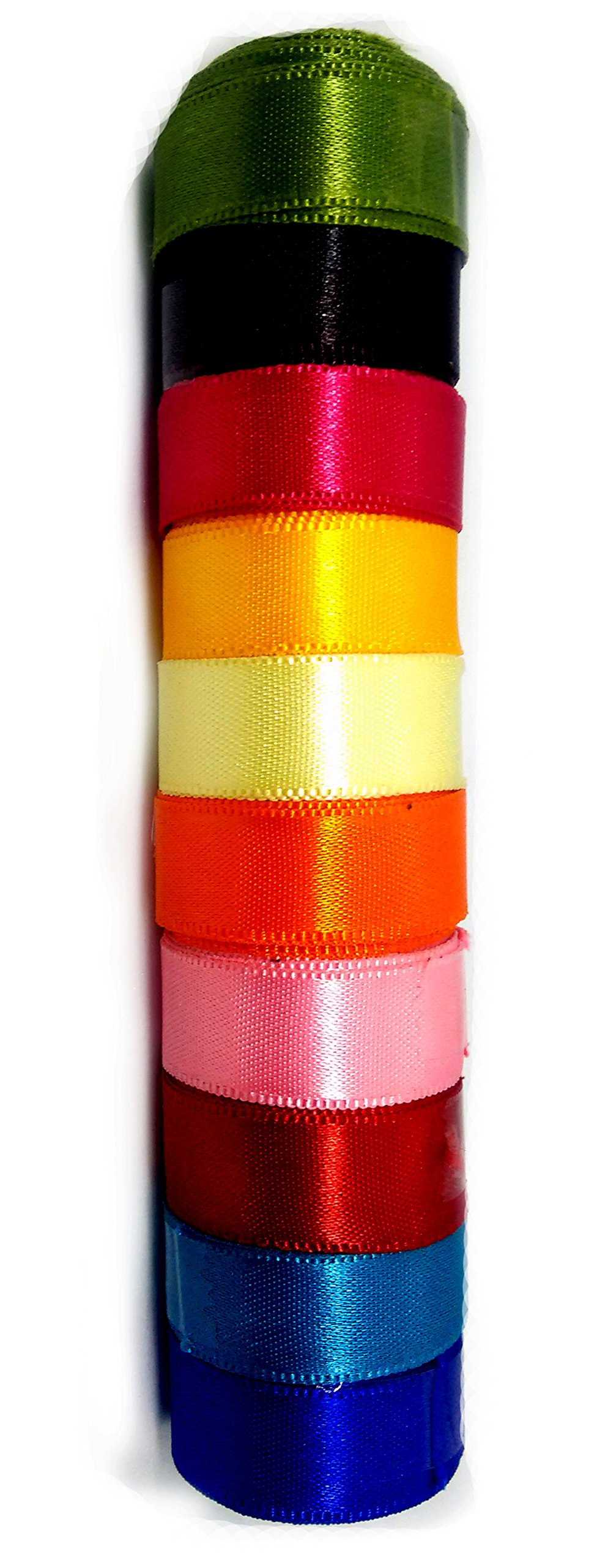 Satin Ribbon 1/2 Inches Wide in 10 Different Colours Each of 2 Metres for Gift Wrapping, Bow Making, Flower Making, Art and Craft, Sewing DIY Activities with A Free Flower Making Booklet