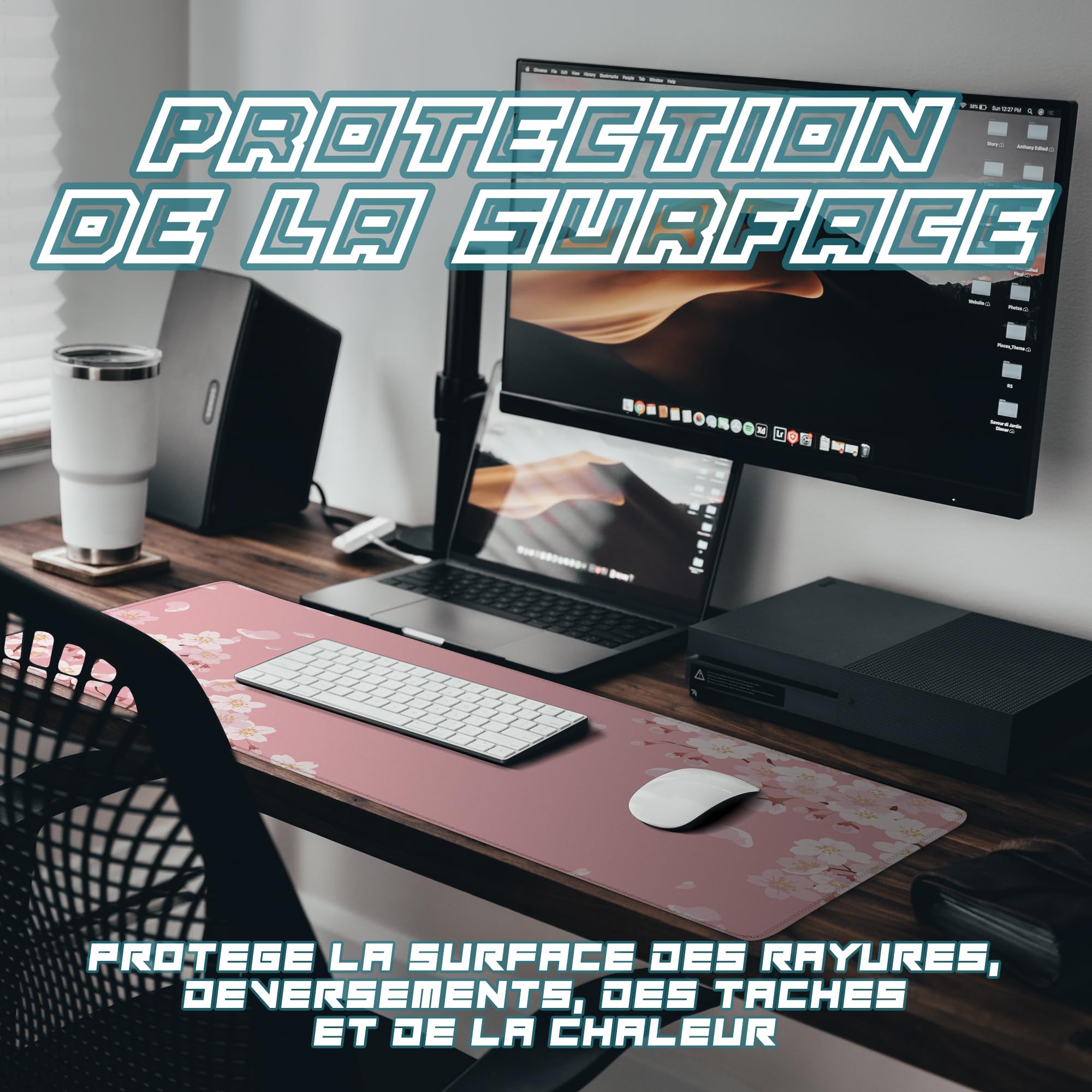 Grand Tapis De Souris XXL Gaming 90x40cm Rose Sakura