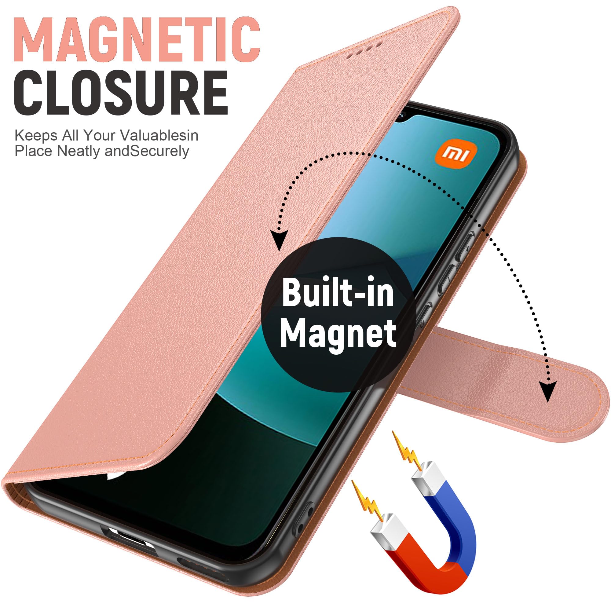 Cover Flip In PU Per Xiaomi Redmi 15C 4G/5G (solo EU) – Con Vetro Temperato Incluso, Supporto E Portacarte, Colore Blu