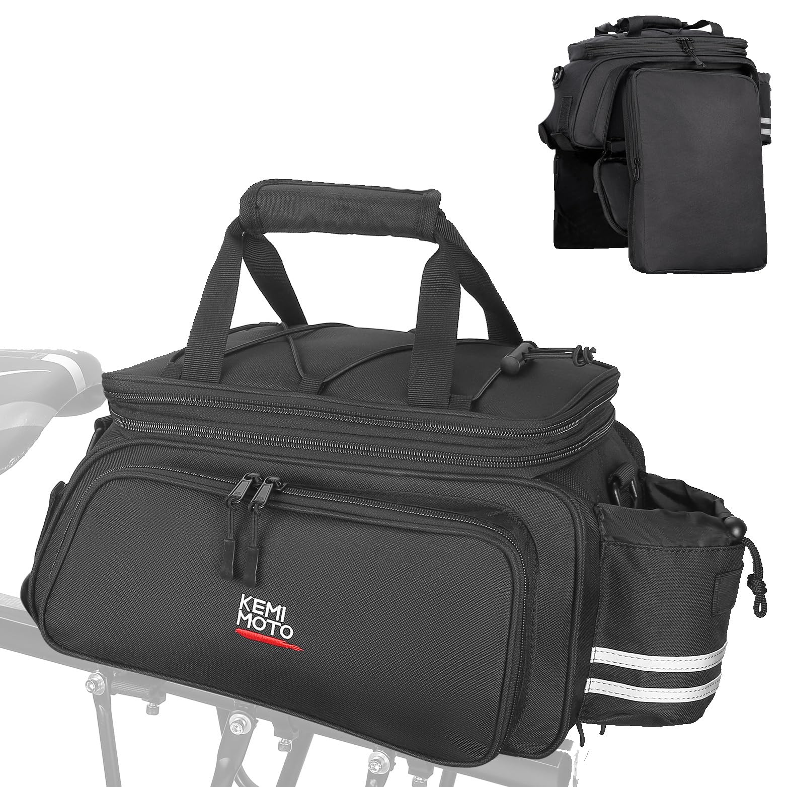 KEMIMOTO Bike Rear Rack Bag Bicycle Trunk Bag Expandable 10-20L Capacity Water Resistant Multifunctional Bicycle Pannier with Rain Cover Bike Saddle Bag for Rear Rack Shopping Commuter Cycling Trip