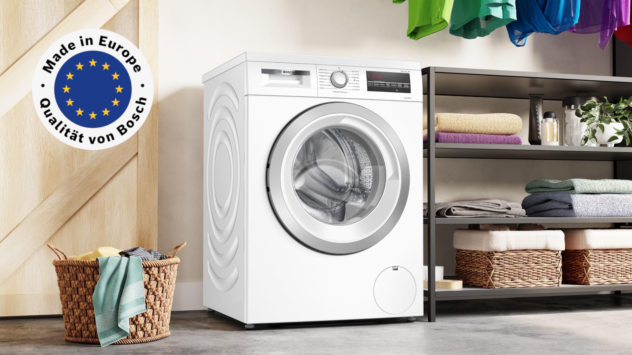 Bosch WUU28T70, Serie 6, lavatrice 8 kg, 1400 giri/min, da incasso, lavaggio veloce con SpeedPerfect, funzione di ricarica, Hygiene Plus, tamburo vario, silenziosa grazie all'EcoSilence Drive, display