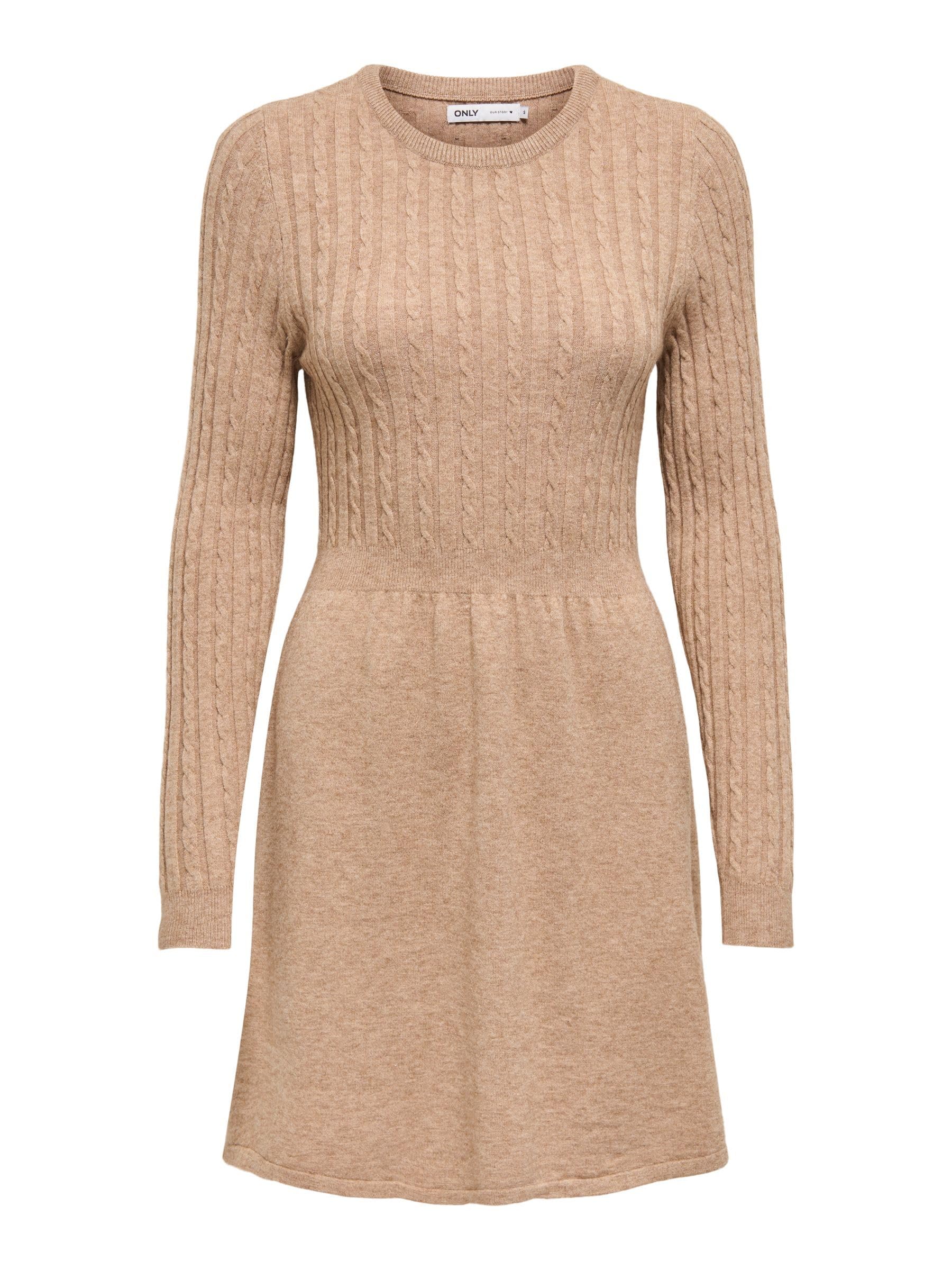 Onlfia Ls Cable Dress KNT Noos, Toasted Coconut, L