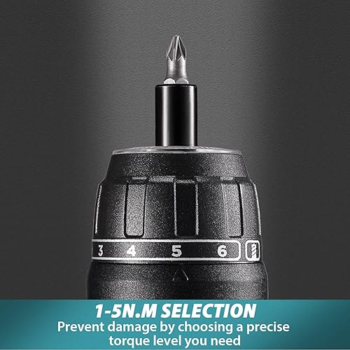 Miniatura 3 de ALEAPOW Juego de herramientas de destornillador inalámbrico de 124 piezas, 4 V, ajuste de par 6+1, 3 posiciones ajustables, destornillador eléctrico