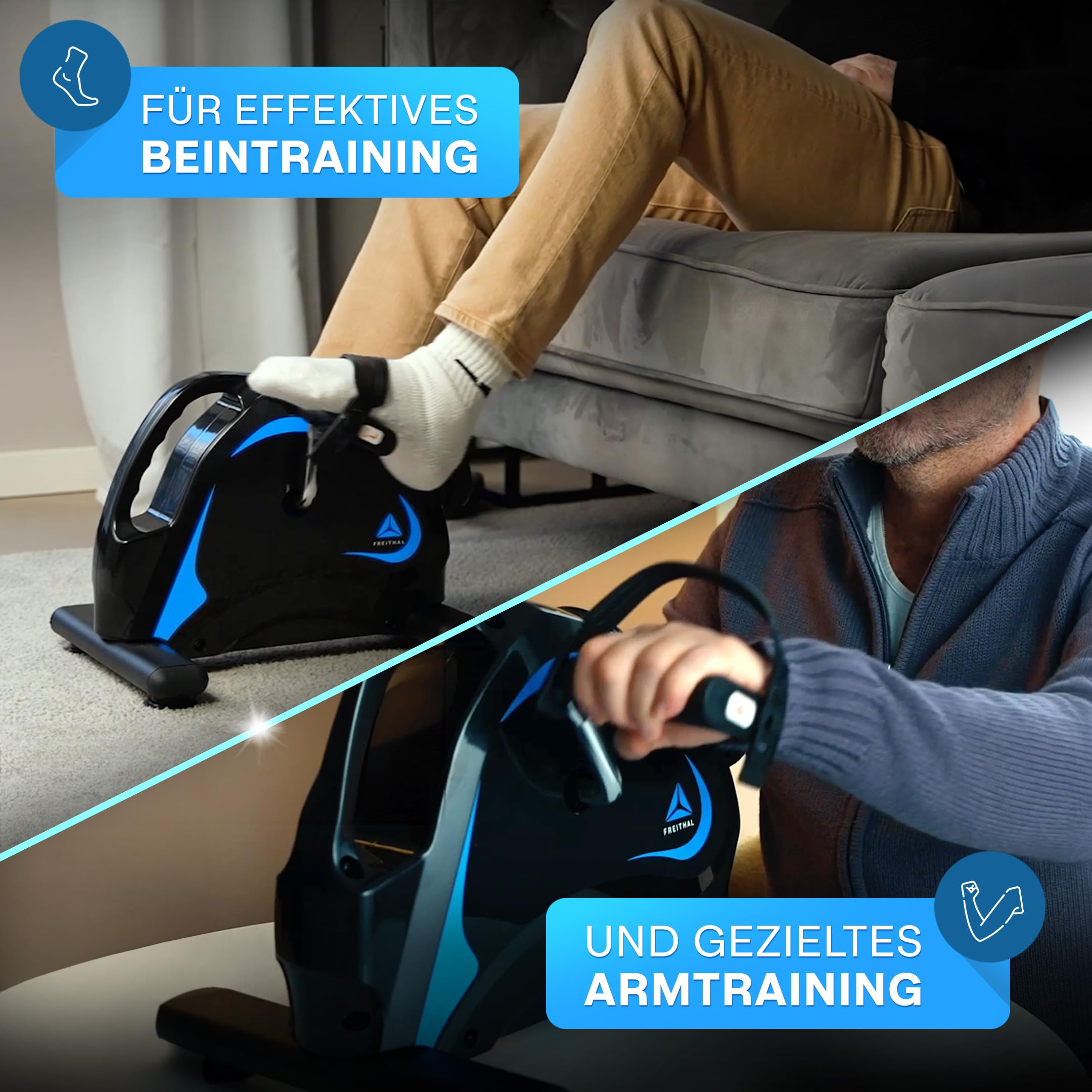 Gelenkschonender Pedaltrainer für Senioren LITE - Beintrainer im Sitzen mit 2in1 Pedalen - Mini Bike Inkl. Anti-Rutsch-Matte