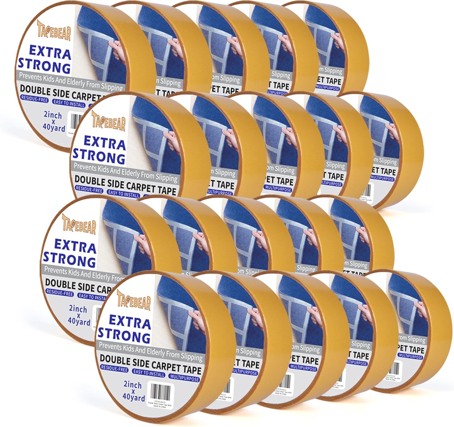 TAPEBEAR HeavyDuty Double Side Carpet Tape, Carpet Tape for Rug, Wood