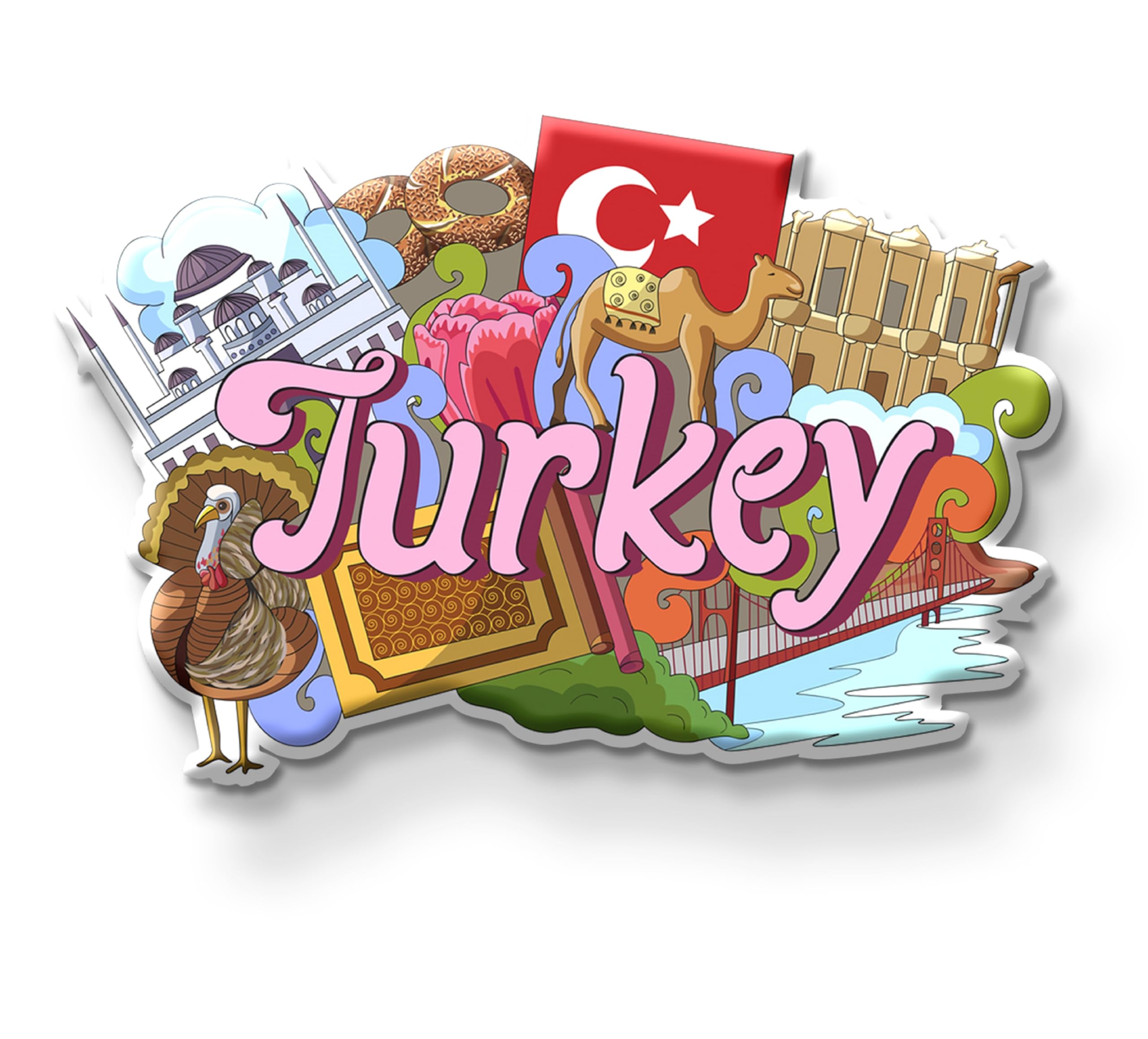 Turkey Country Theme Souvenir Wooden Fridge Magnet for Refrigerator - Turkey Printed Stylish Magnet for Fridge Decoration