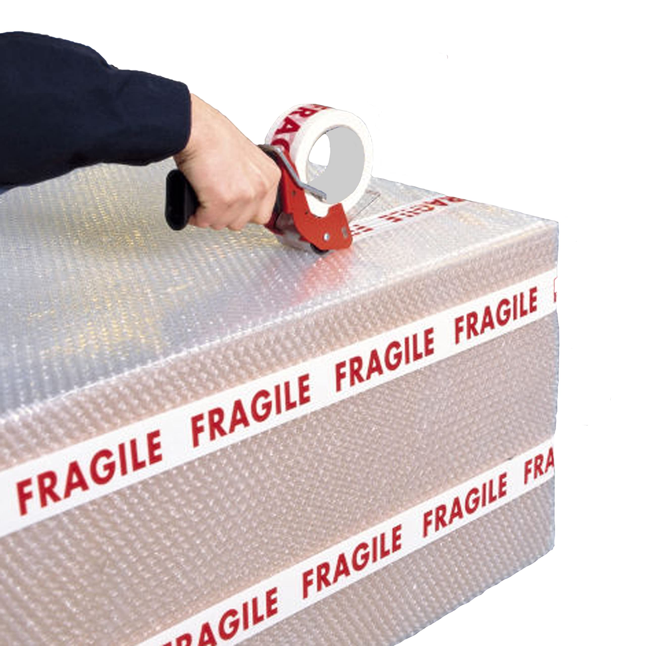 JeCo - Lot de 12 rouleaux de ruban adhésif imprimé fragile 48mm x 100 m pour la sécurité et la signalétique de vos envois expédition emballage carton