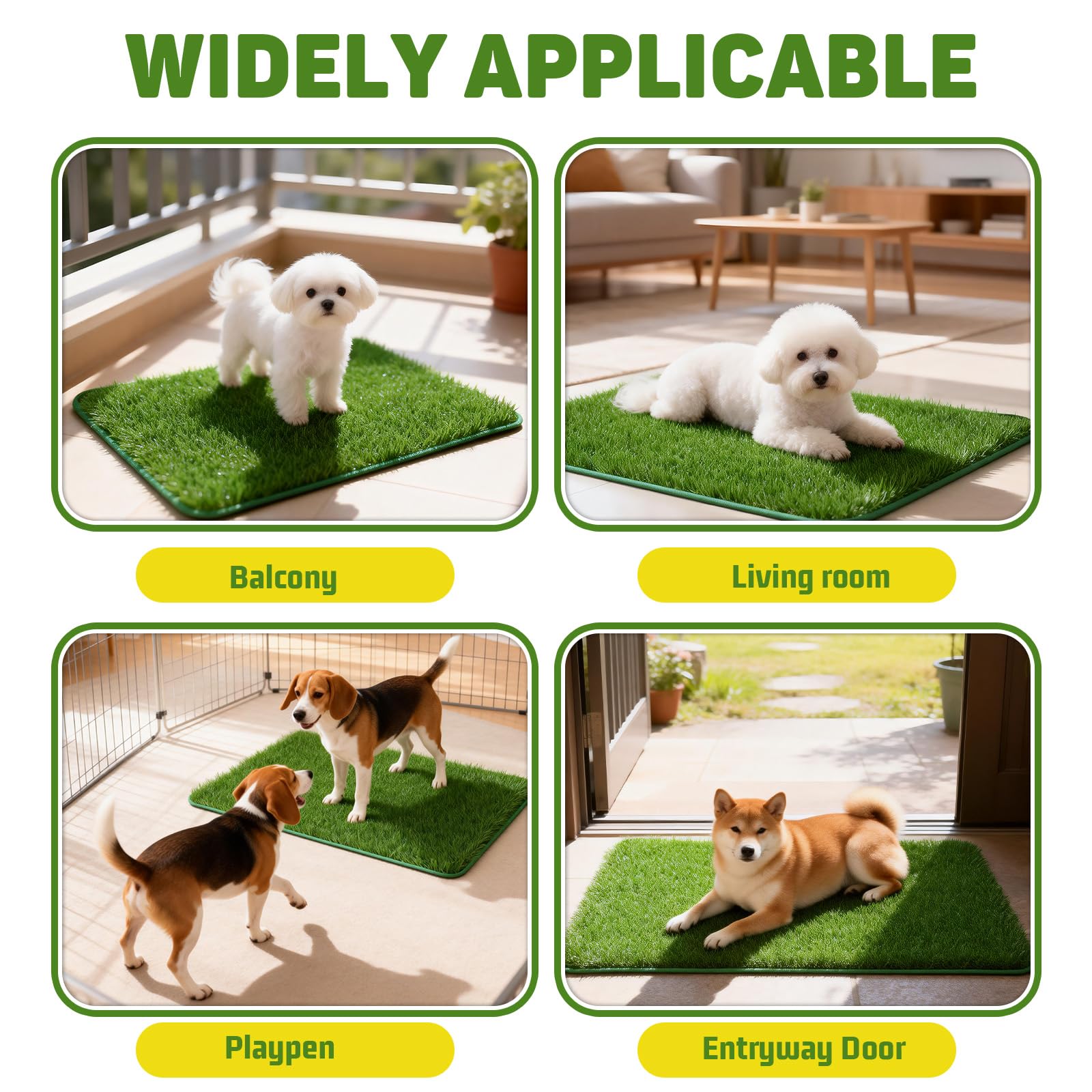 Lot de 2 toilettes pour chien pour la maison - 58,5 x 46 cm - Gazon artificiel - Toilettes pour chien - Maison de toilette pour chien - Toilettes de rechange - Pour appartement, balcon, litière