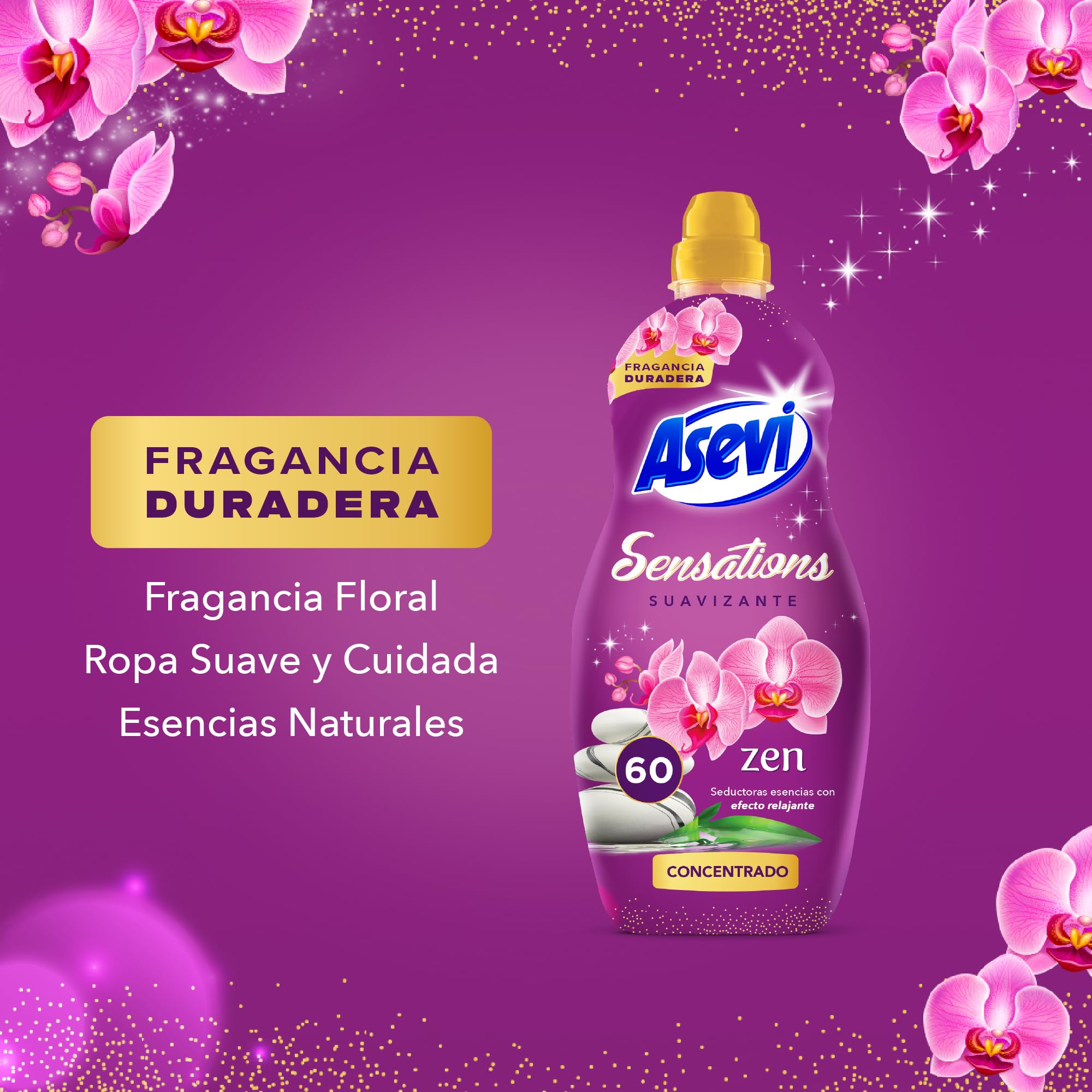 Suavizante Concentrado Asevi Sensation Zen 60 dosis, 1320 ml (Pack of 1)