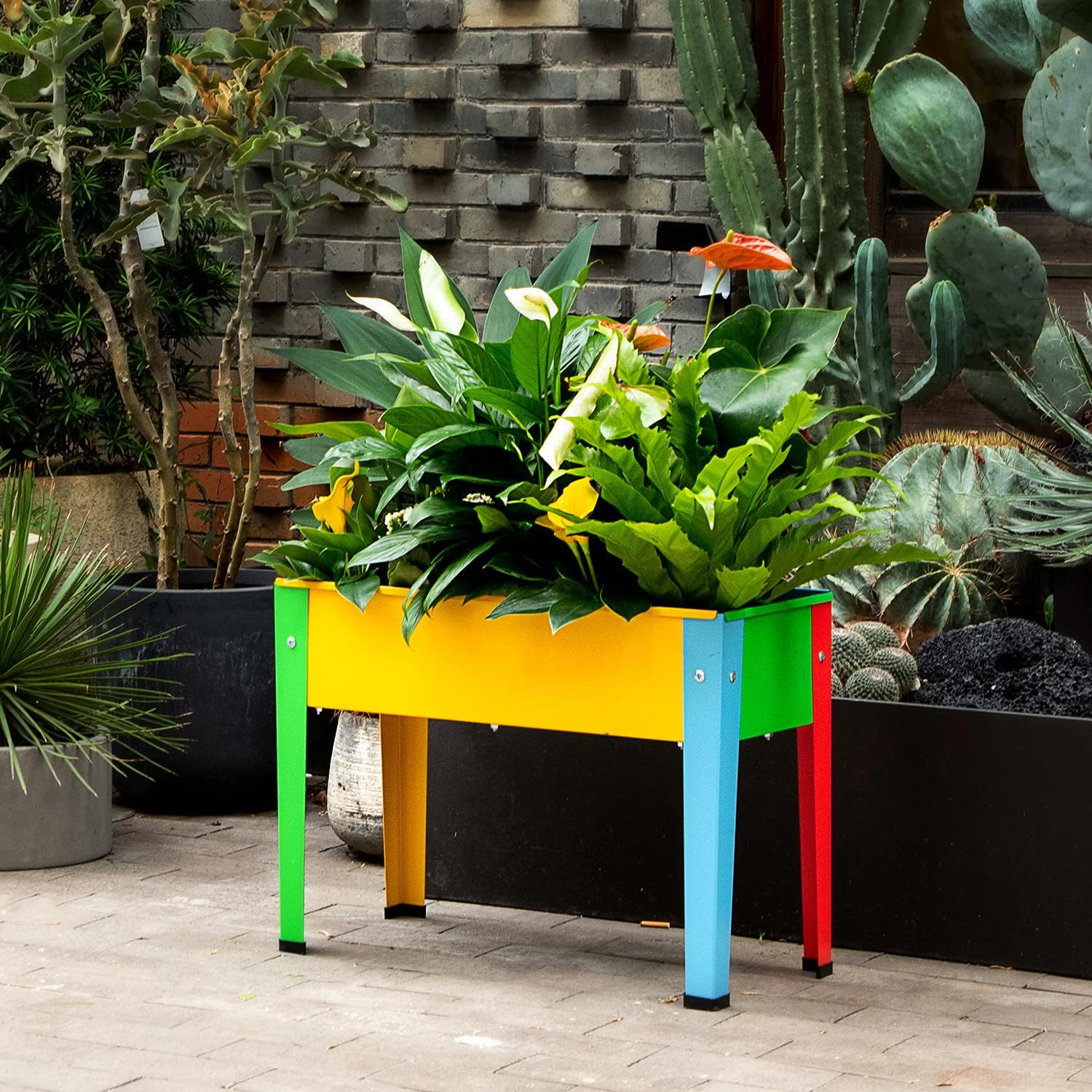 Raised Garden Bed With Legs, Galvanized Planter Box for Herbs and Vegetables (Multi-Colored)