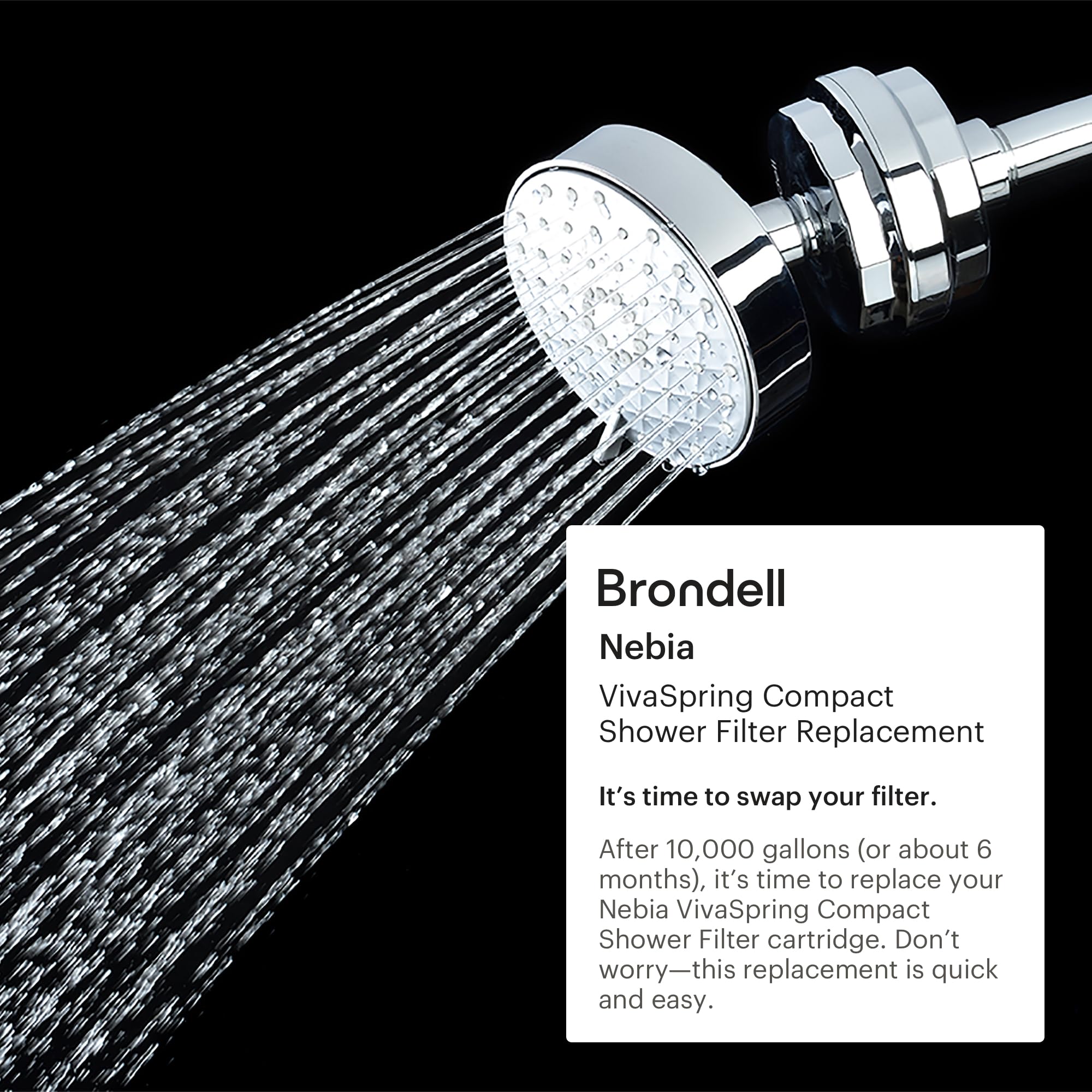 Brondell VivaSpring Filtro de repuesto para filtro de ducha, FF-30 - Alto rendimiento, 100% de alta pureza KDF filtración, agua de ducha filtrada para una piel y cabello más saludables