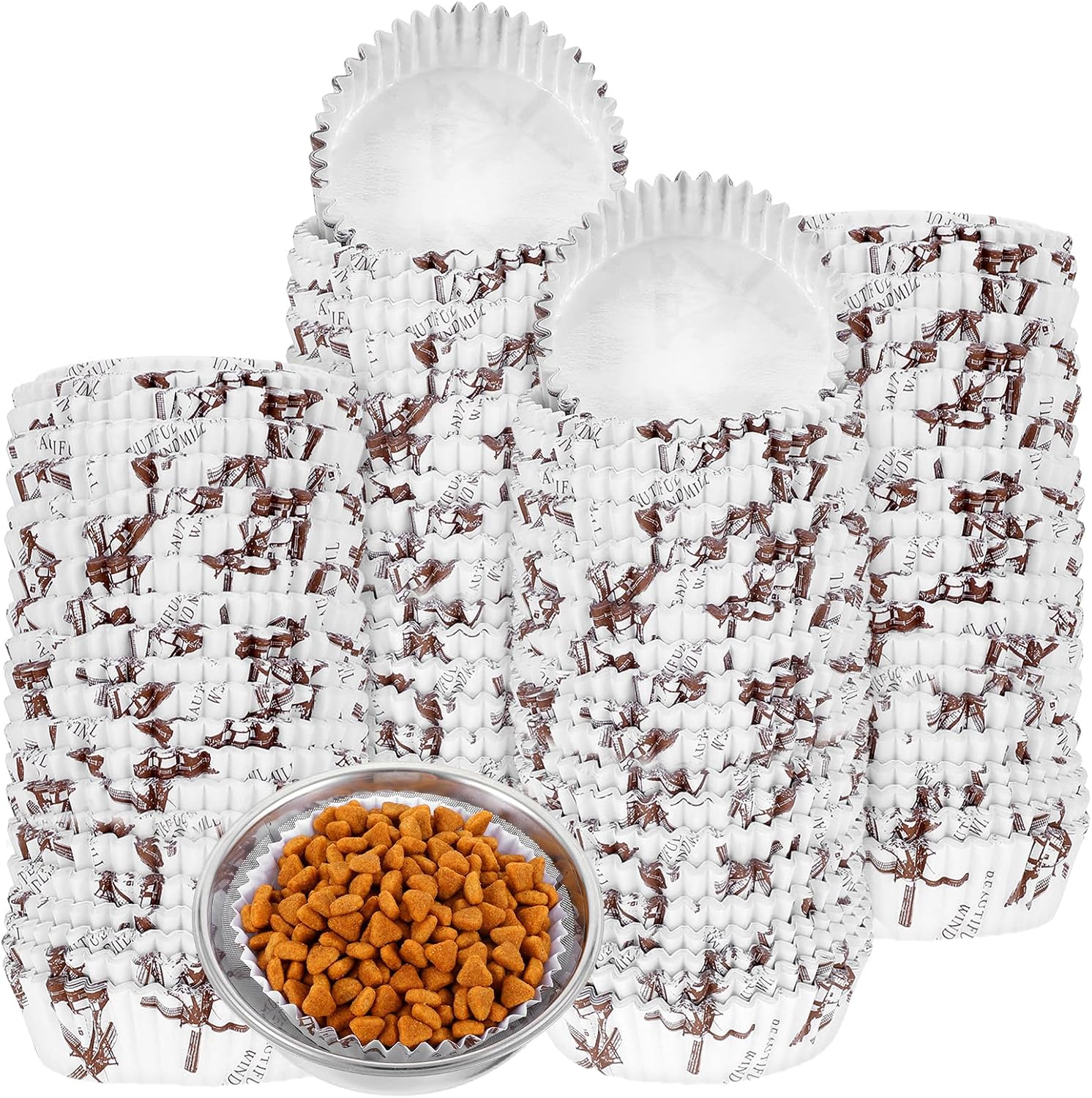 600 Pcs Pet Disposable Feeding Bowls, Large Liner Bulk Cats Food-Bowl, Cat Food Bowl, Pet Bowls Cat for Small Dogs Cats Dish Bowl Wet Food Feeding Station