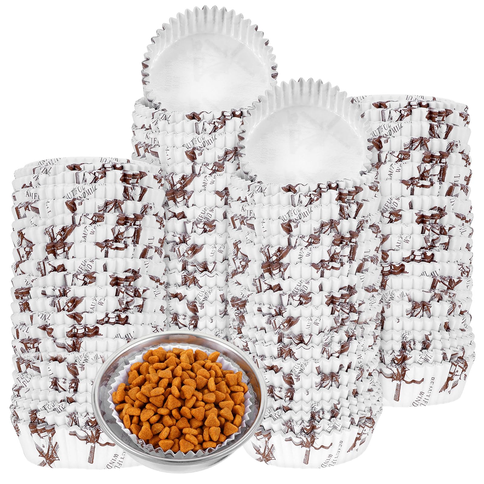 600 Pcs Pet Disposable Feeding Bowls, Large Liner Bulk Cats Food-Bowl, Cat Food Bowl, Pet Bowls Cat for Small Dogs Cats Dish Bowl Wet Food Feeding Station