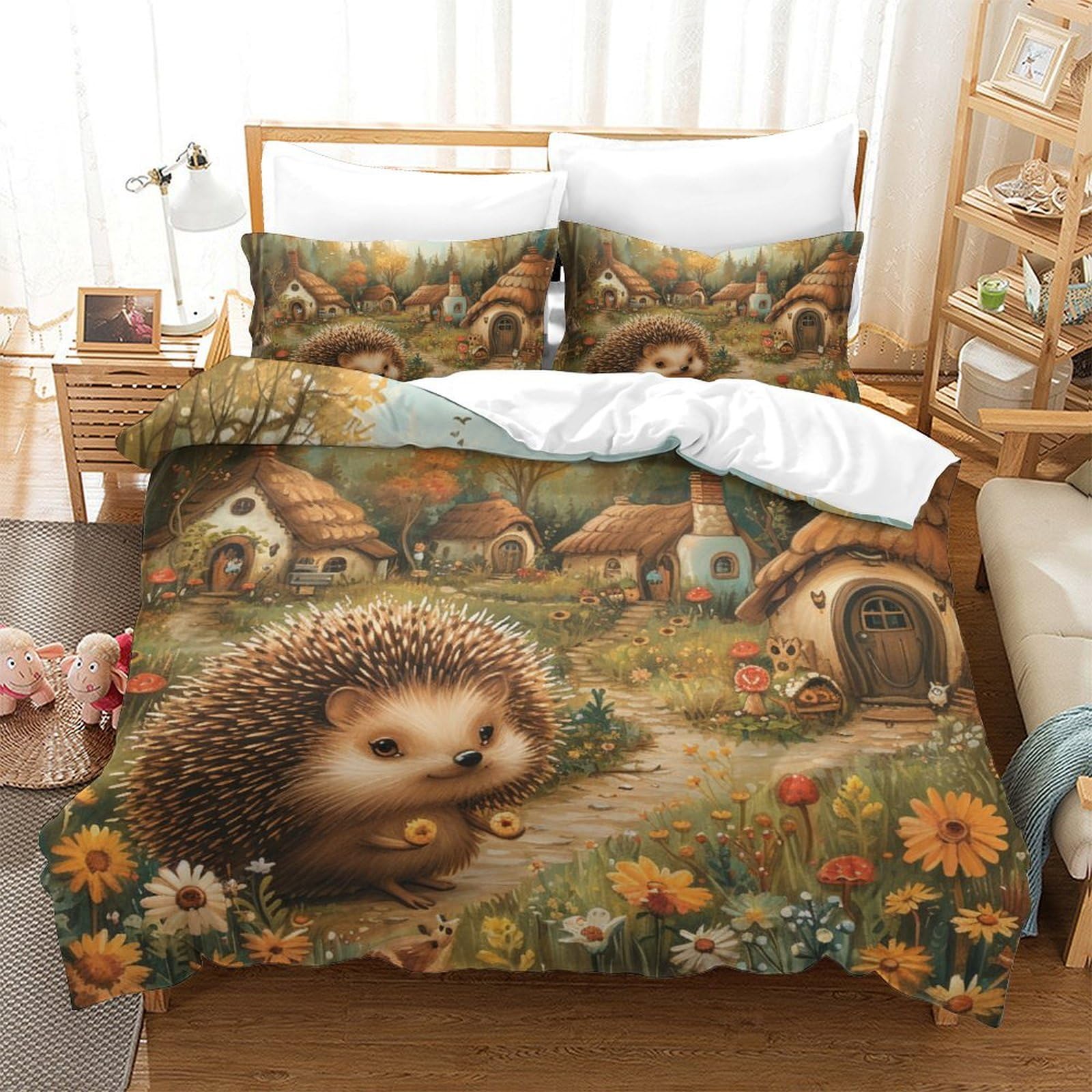 Housses de couettes avec taie d'oreiller parure de lit 3D imprimé HedgePorcs