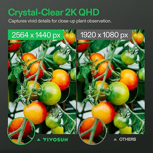 Miniatura 5 de VIVOSUN GrowCam C4, cámara inteligente WiFi QHD 2K para tienda de cultivo y caja de cultivo inteligente VGrow, soporta WiFi de 2.4 GHz (no 5 GHz6