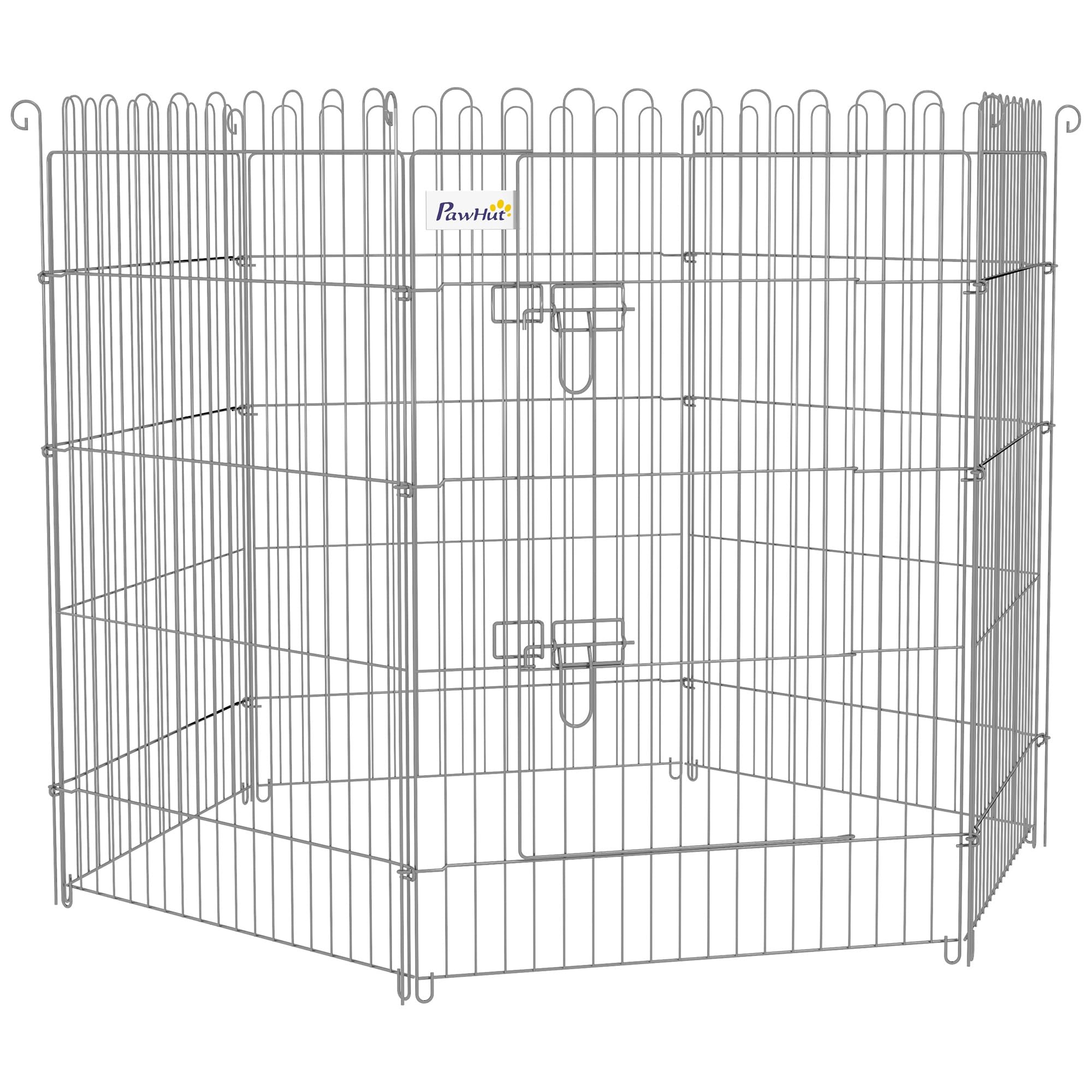 PawHut Parque para Perros y Mascotas Valla para Mascotas 8 Paneles con Rejilla de Acero para Entrenamiento en Interior y Exterior 63x91 cm Plata