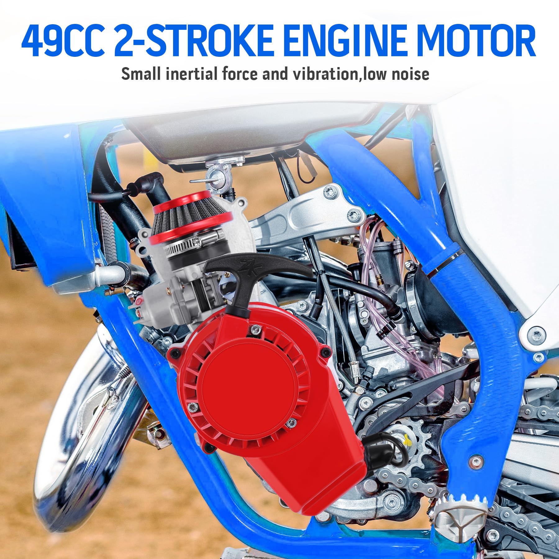 Samger 49cc 2 Takt Pocket Bike Motor, Aluminium Nabe Motor Dirtbike Motor, Mini ATV Quad mit Getriebe Vergaser