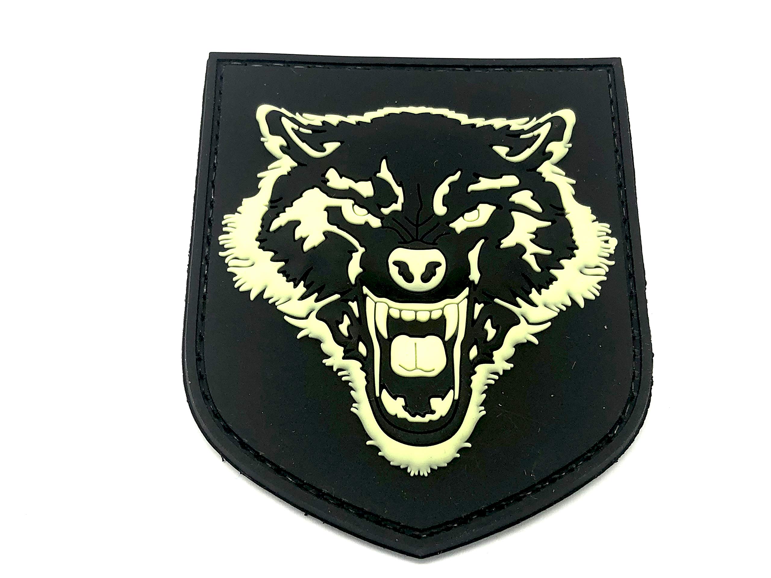 Patch Nation Glow In The Dark Howling Wolf Airsoft Paintball Pvc Morale Patch (Glow In The Dark)