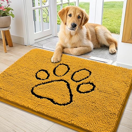 Miniatura 141 de Smiry Tapete para puerta de perro para patas fangosas, absorbente que atrapa la suciedad, antideslizante, de secado rápido, lavable, tapete de