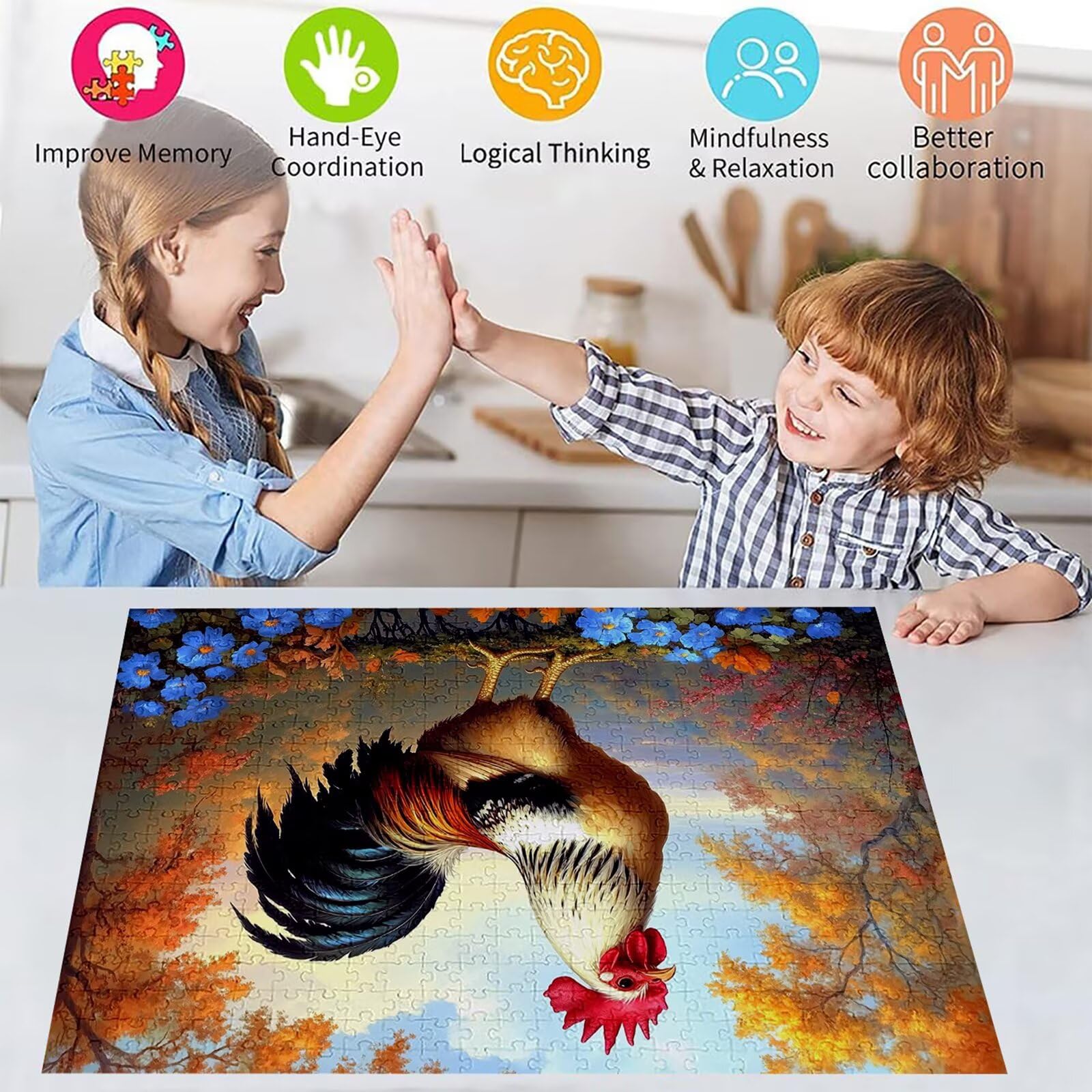 Puzzle 2000 elementów kurczak dla dorosłych las 100 x 70 cm unikalne rzemiosło klasyczne 3D drewniane układanka do rodzinnych gier biznesowych, układanka do samodzielnego wykonania nawet do dekoracji