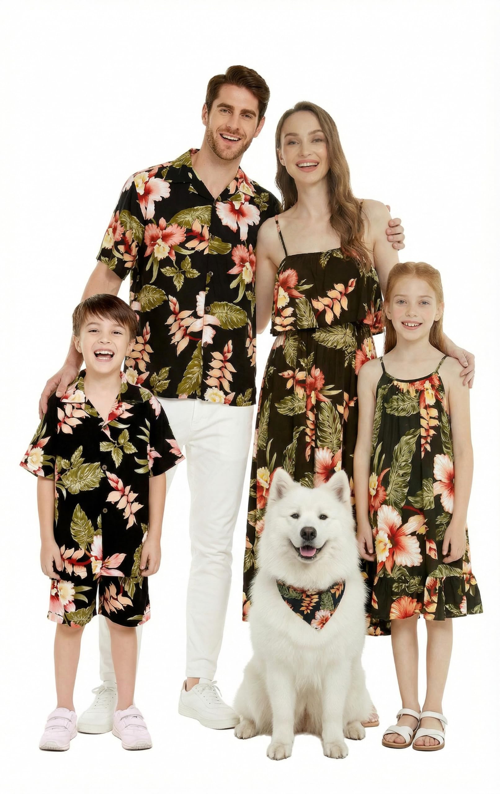 Family Matching Hawaiian Clothes, Black Rafelsia