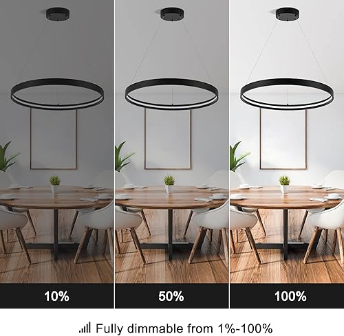 Miniatura 3 de Candelabros LED modernos negros, regulables, contemporáneos, 1 anillo, lámpara colgante LED moderna para sala de estar, cocina, comedor, vestíbulo,