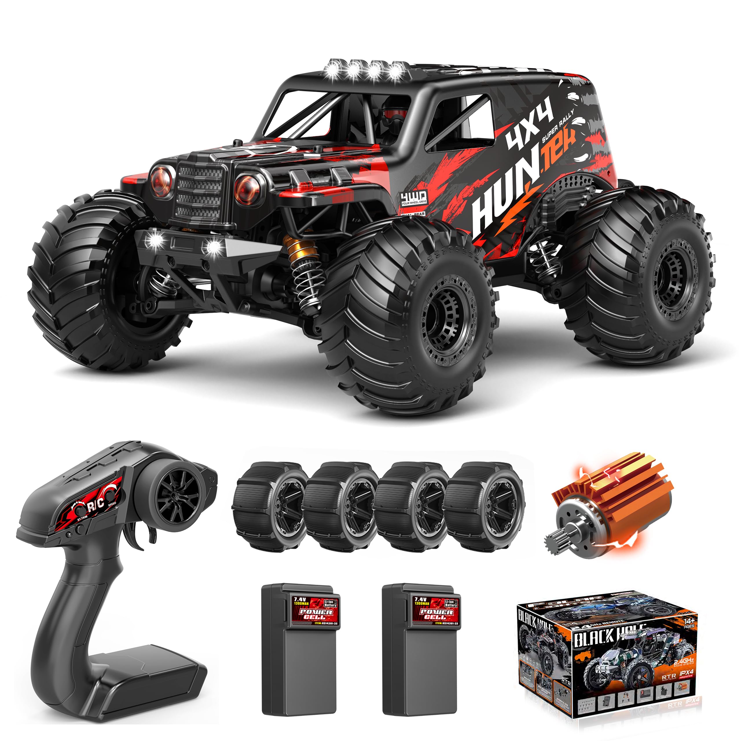 YESHIN 1 14 Scale RC Cars for Adults 4X4 Waterproof Off-Road Remote Control Truck with 2 Rechargeable Batteries