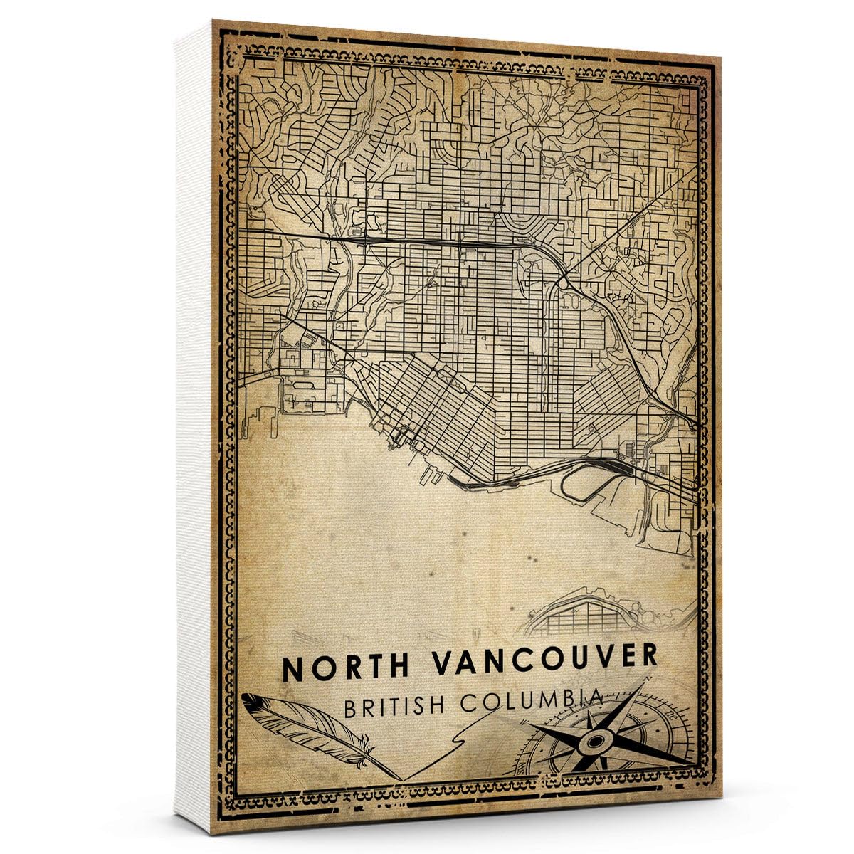Lila's Choice North Vancouver Vintage Map Prints Poster, British Columbia Map Art Poster, Canvas, North Vancouver Map City style vintage Poster, Canvas Wall Art, Street Map Artwork Poster