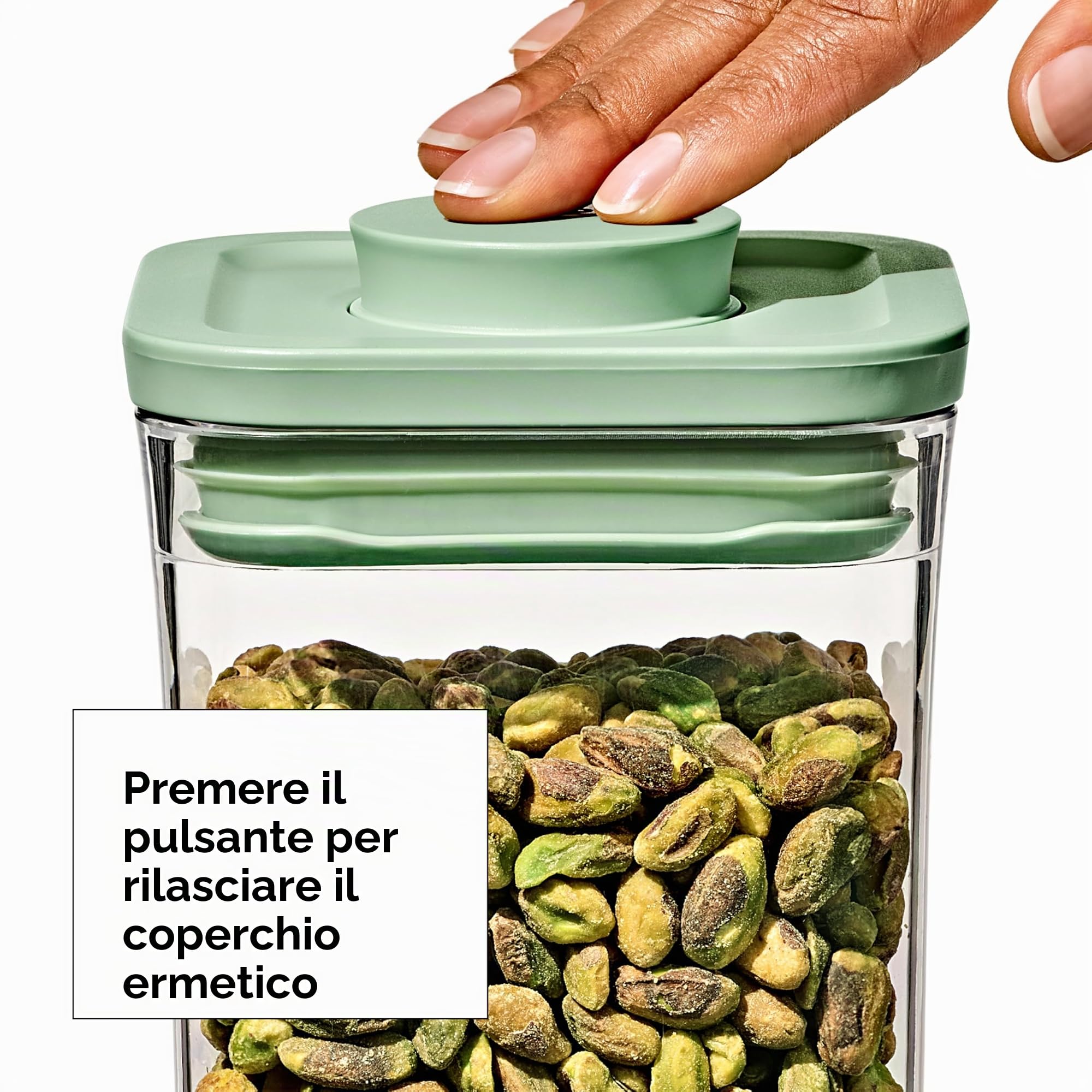 OXO Good Grips POP - Set di 3 contenitori con mini cucchiai, motivo: pistacchio, edizione limitata