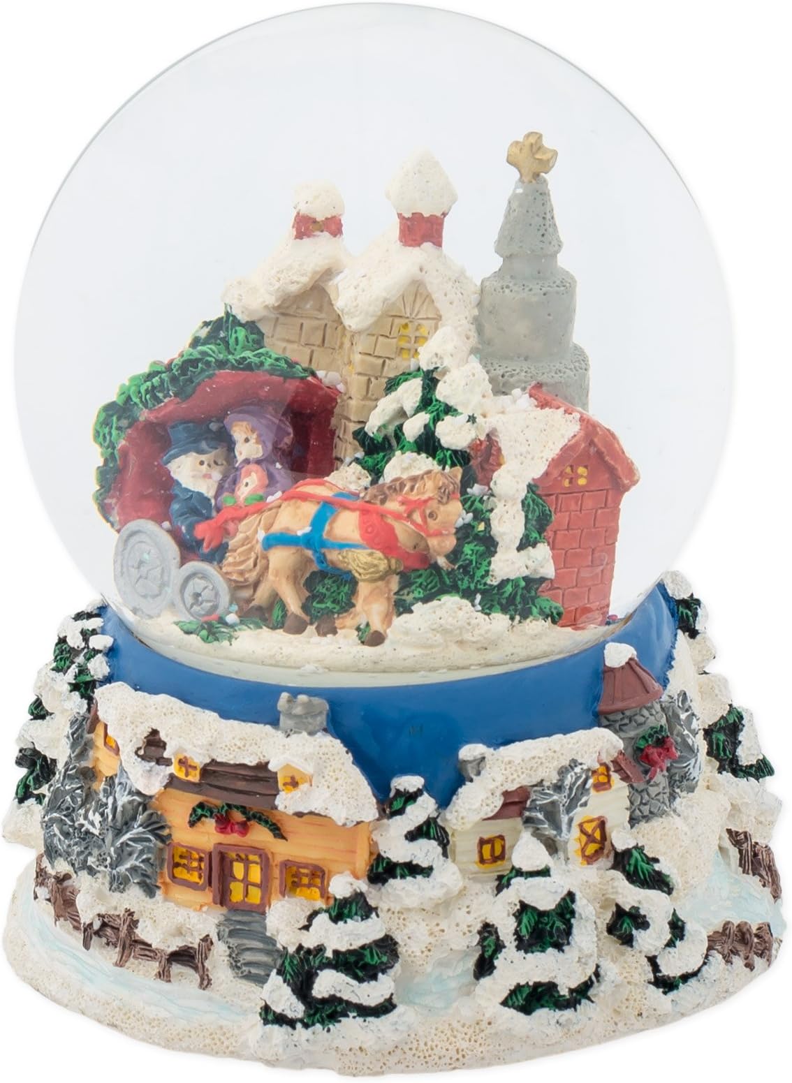 Winter Sleigh Ride 100MM Music Water Globe Plays Tune Have Yourself A Merry Little Christmas