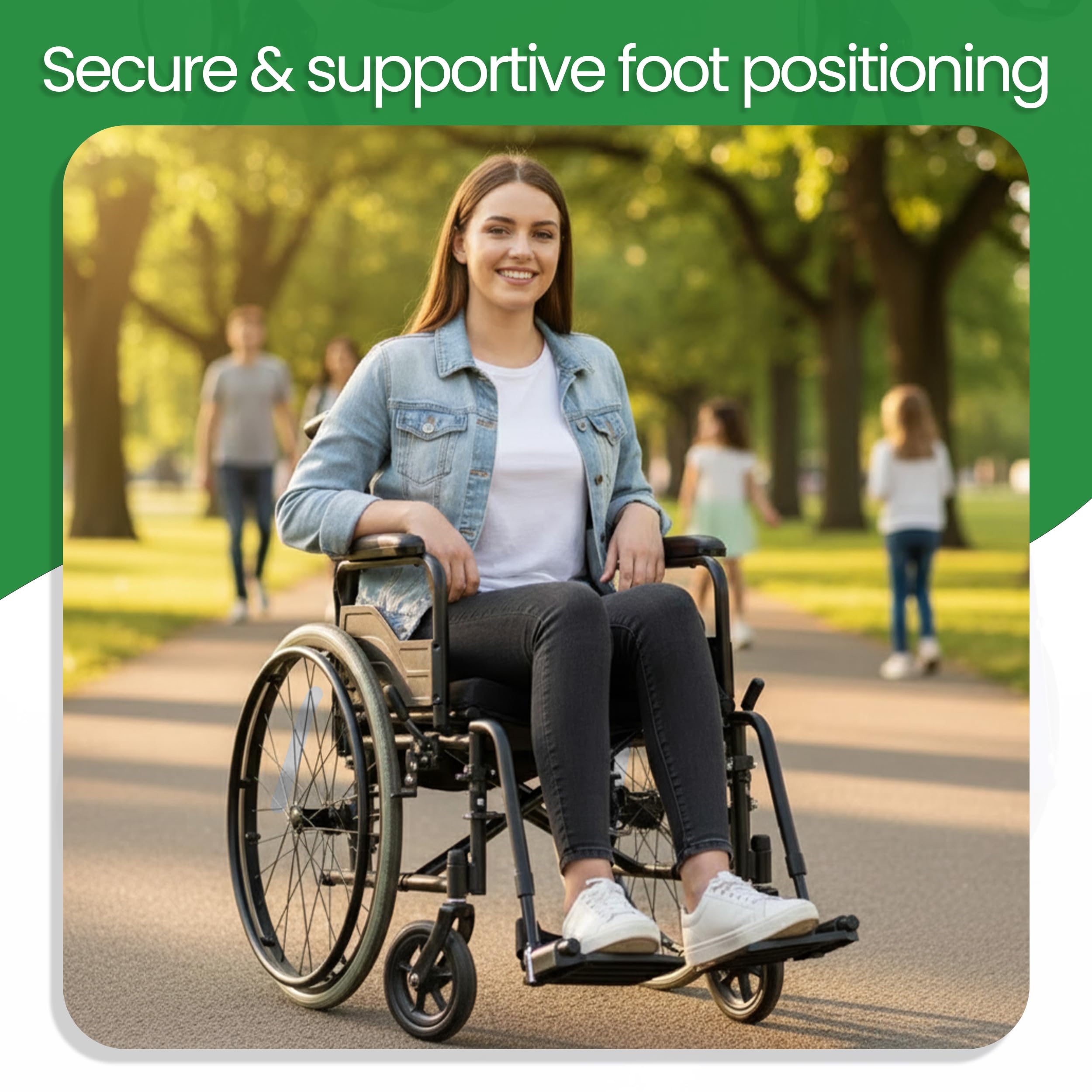 Healthline Wheelchair Swingaway Legrest Footplates with Heel Loops – Pair (Black) – Fits Select Standard Wheelchairs – Adjustable Length 16.5"–20.5" – Check Compatibility Before Ordering — Amazon image 6