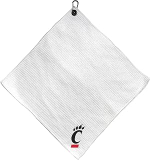 Team Golf NCAA NCAA Microfiber Towel - 15" X 15" (White) with Carabiner Clip, Premium Microfiber with Deep Waffle Pockets- Superior Water Absorption and Quick Dry Golf Cleaning Towel
