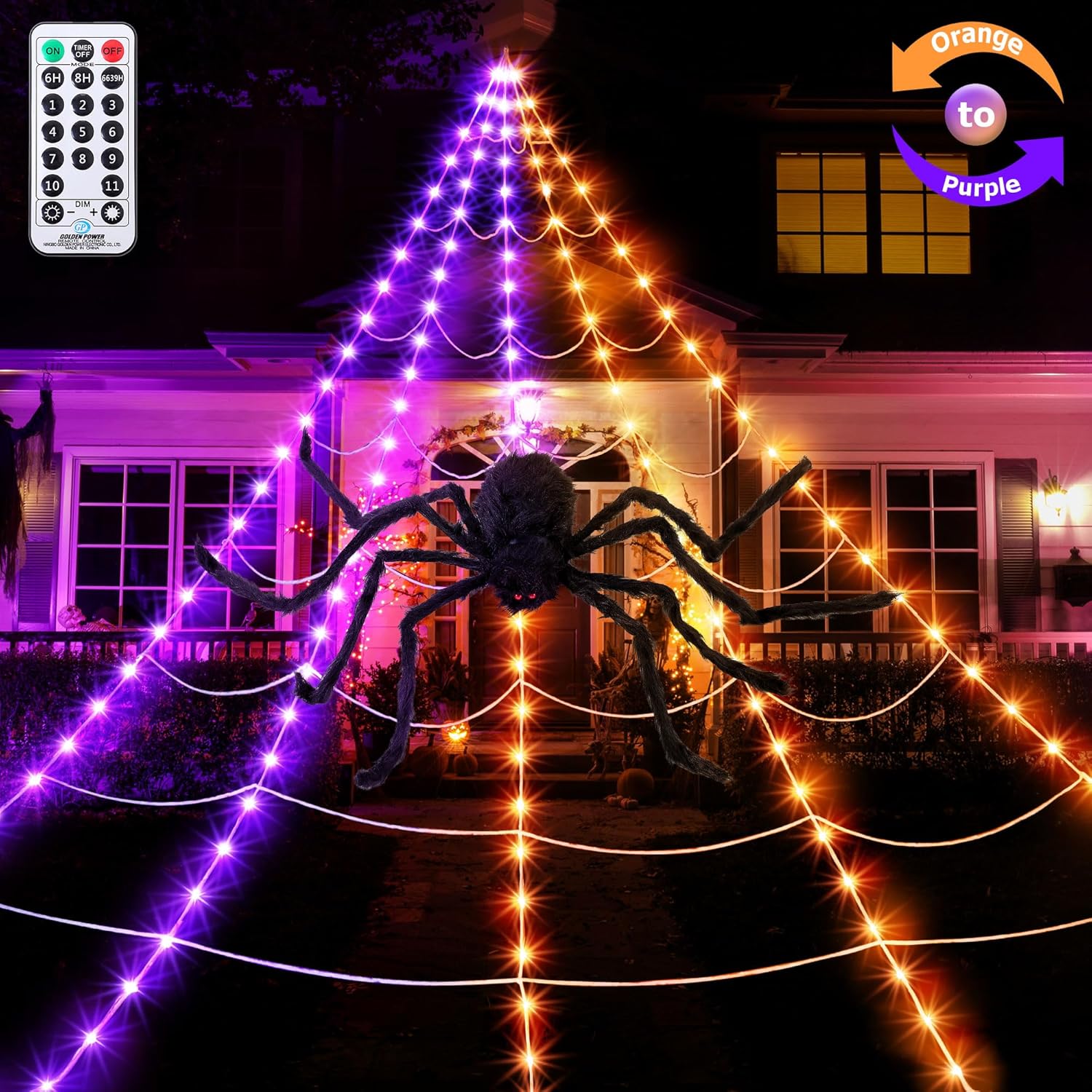 Meonum Halloween Spider Web Lights Outdoor Decoration, LED