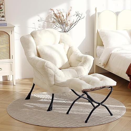 Miniatura 2 de Silla perezosa grande con otomana, silla de lectura decorativa con una almohada, acogedora silla de salón con reposabrazos, sofá de ocio para sala