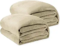 Kit 2 Cobertor Casal Soft Microfibra Toque Aveludado Antialérgico Coberta Dupla Face Confortável Ótima para o Dia Dia - 1,80m x 2,00m (2, Caqui)
