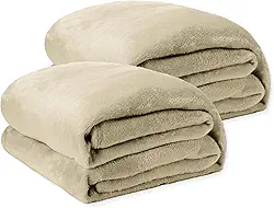 Kit 2 Cobertor Casal Soft Microfibra Toque Aveludado Antialérgico Coberta Dupla Face Confortável Ótima para o Dia Dia - 1,80m x 2,00m (2, Caqui)