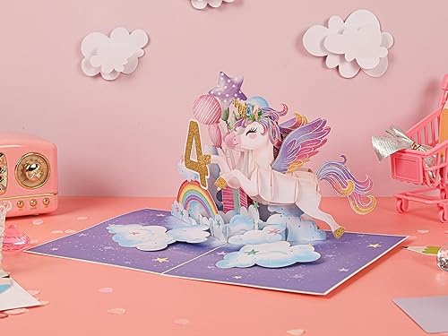 Miniatura 8 de Liif Tarjeta de feliz cumpleaños de 2 cumpleaños de unicornio, tarjeta de cumpleaños desplegable para niños de 2 años para niños, niñas, niños