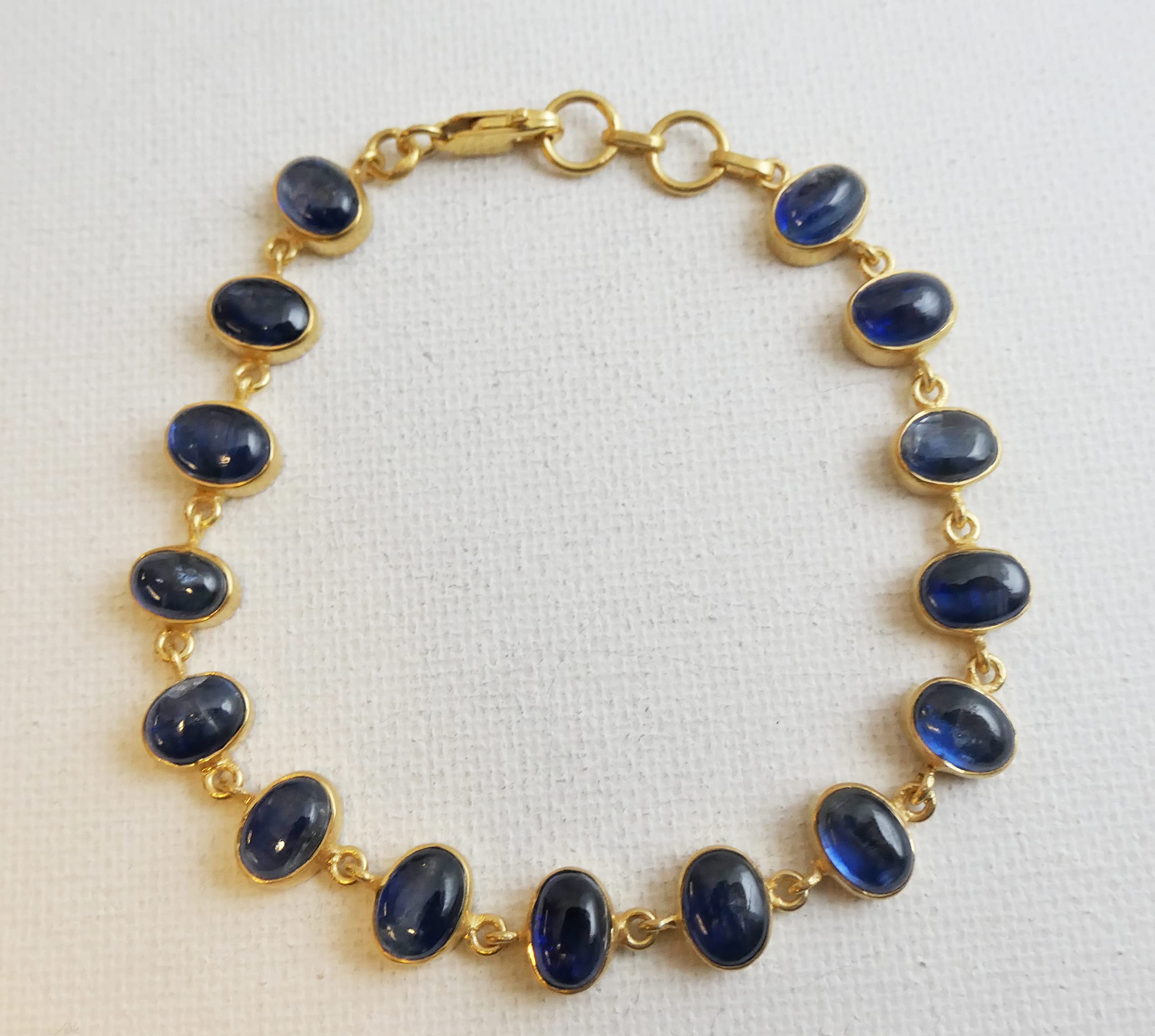 Pulsera de plata de ley con baño de oro de cianita