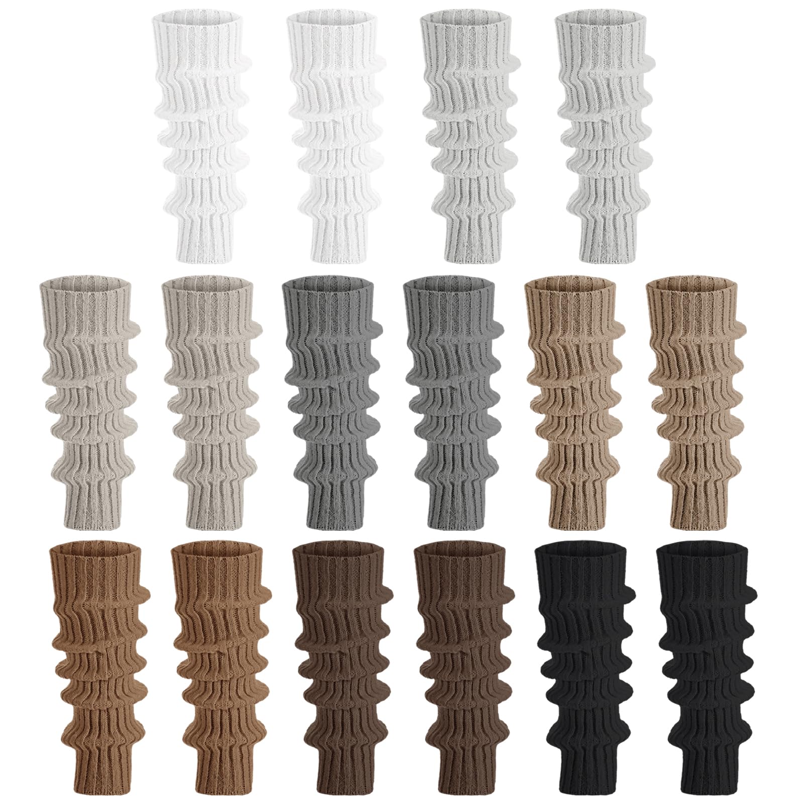 JATEBI 8 Pairs Kawaii Leg Warmers Japanese Style Harajuku Leg Covers Winter Warm Knitted Boot Socks for Women