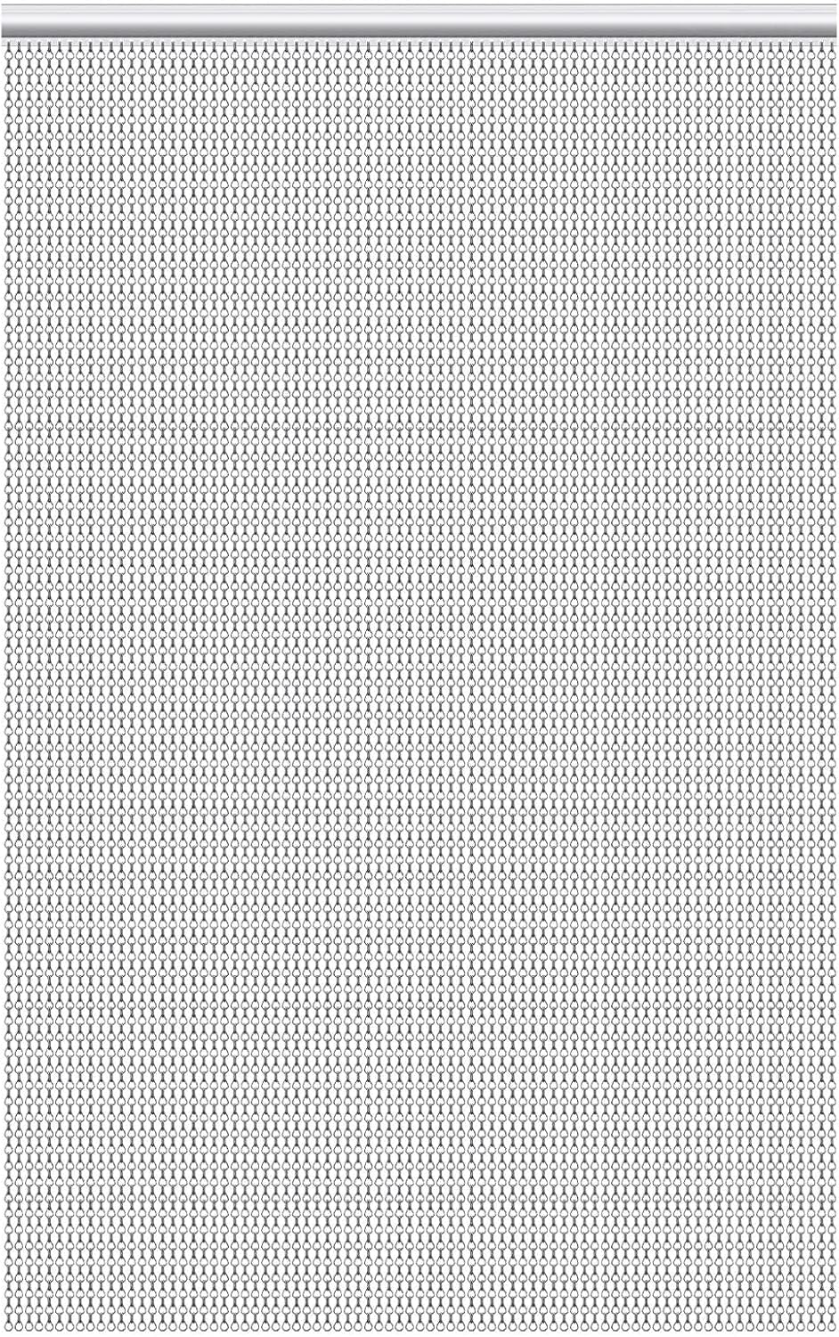 VeYocilk Grey 90 x 200cm Chain Fly Screen for Doors Aluminum Chain Curtain Metal Fly Blinds for Keeping out Flies